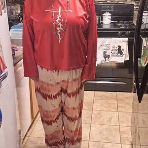 Stylish Red and Cream Women's Jumpsuit